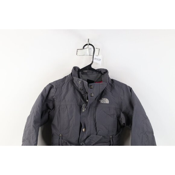 The North Face Girls Size XS Belted 550 Duck Down Puffer Parka Jacket Coat Gray - Picture 2 of 16